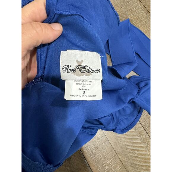 Rare Editions Big Girl's Size 8 - Flutter Sleeve - Royal - Crochet Skater Dress - Picture 11 of 11